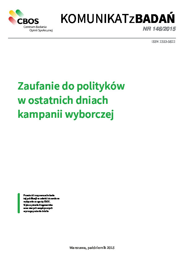 Okładka komunikatu Nr 146/2015