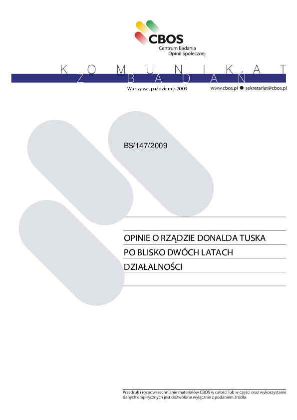 Okładka komunikatu BS/147/2009