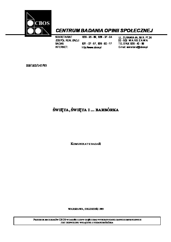 Okładka komunikatu BS/182/147/93