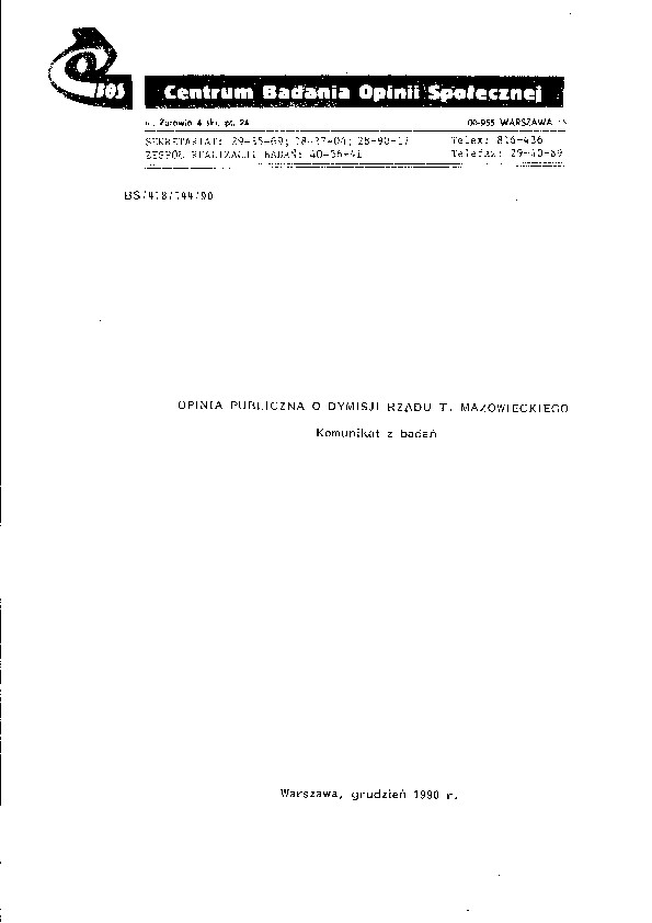 Okładka komunikatu BS/418/144/90