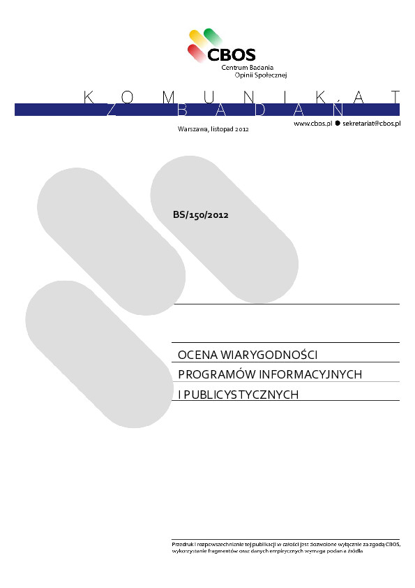 Okładka komunikatu BS/150/2012