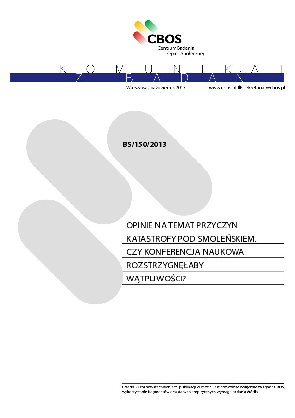 Okładka komunikatu BS/150/2013