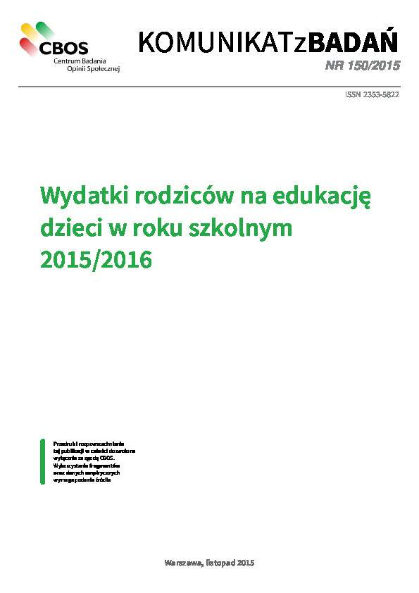 Okładka komunikatu Nr 150/2015