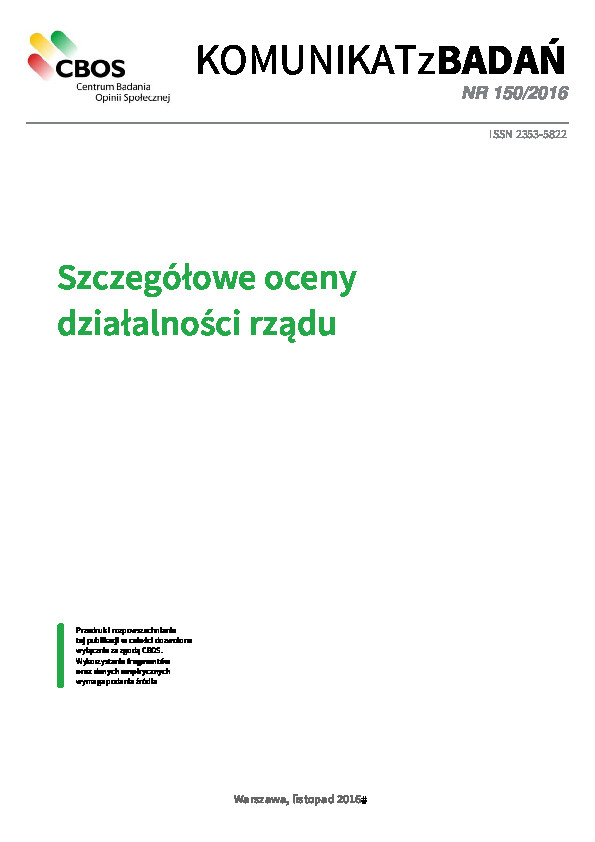 Okładka komunikatu Nr 150/2016