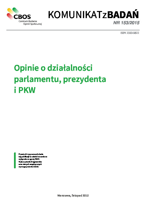 Okładka komunikatu Nr 153/2015