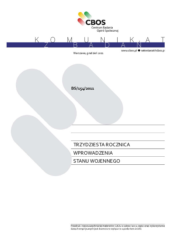 Okładka komunikatu BS/154/2011