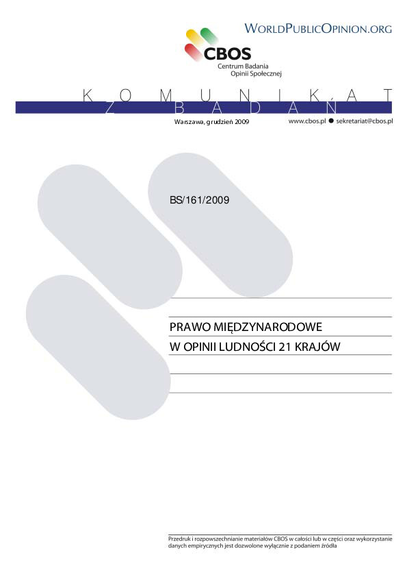 Okładka komunikatu BS/161/2009