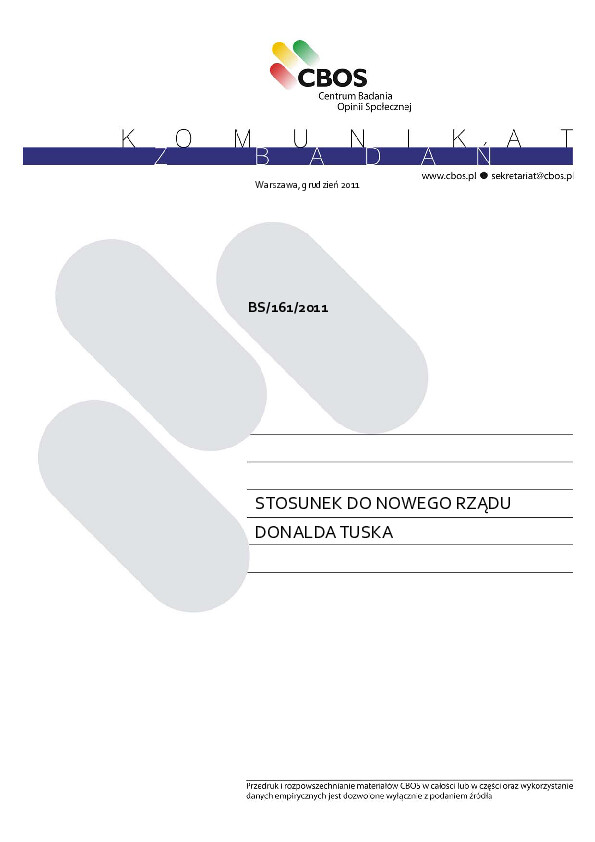 Okładka komunikatu BS/161/2011