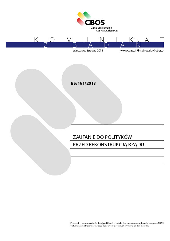 Okładka komunikatu BS/161/2013