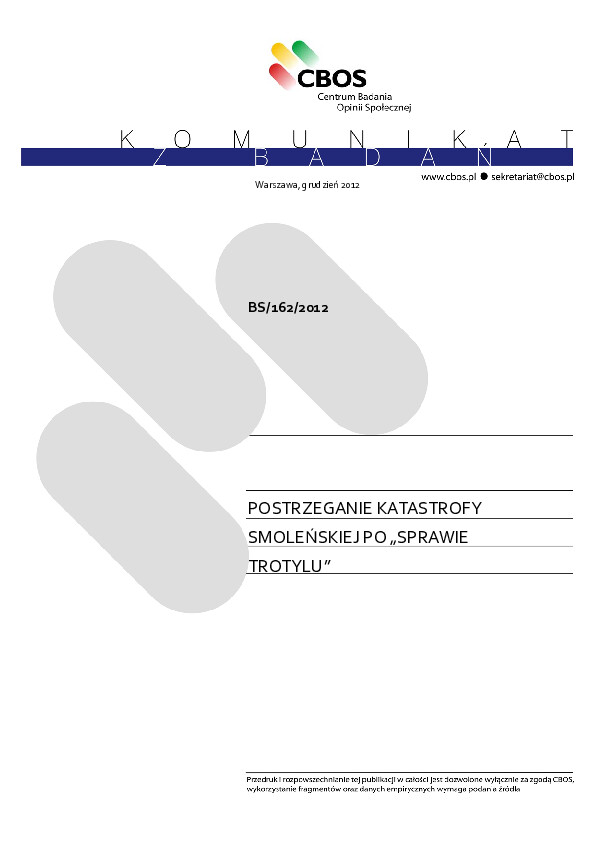 Okładka komunikatu BS/162/2012