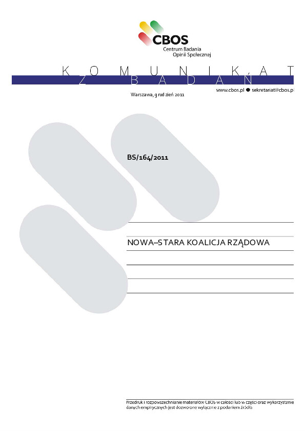 Okładka komunikatu BS/164/2011