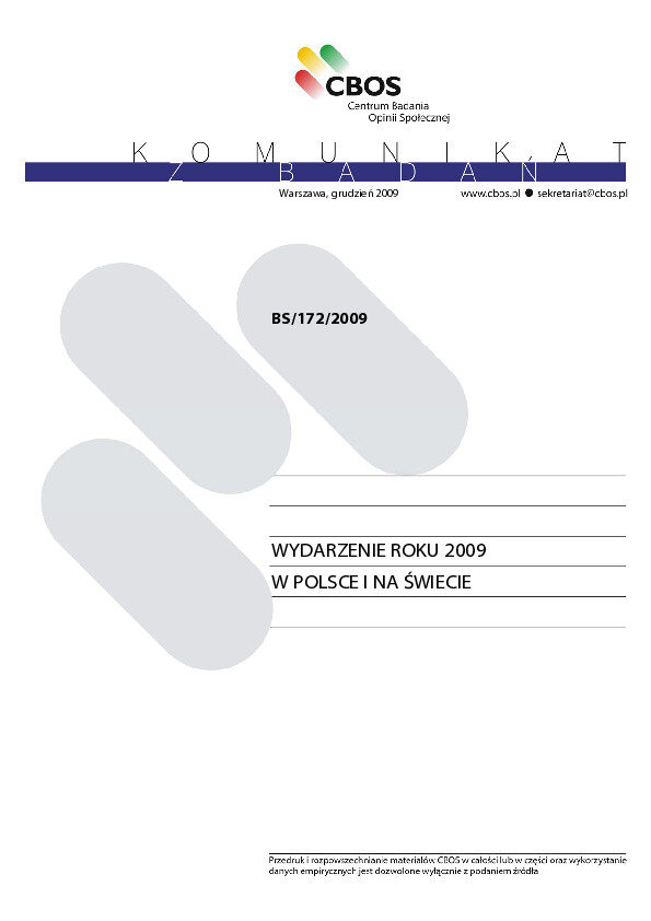Okładka komunikatu BS/172/2009