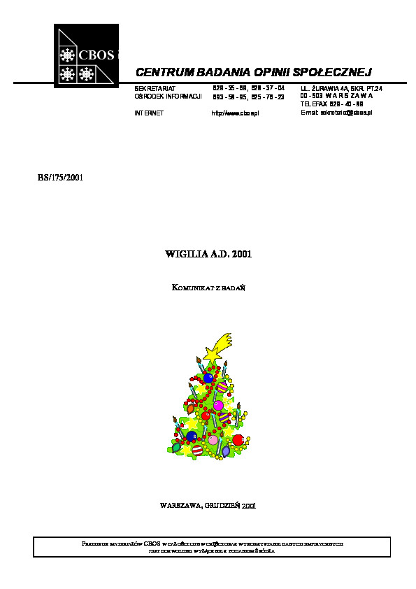 Okładka komunikatu BS/175/2001