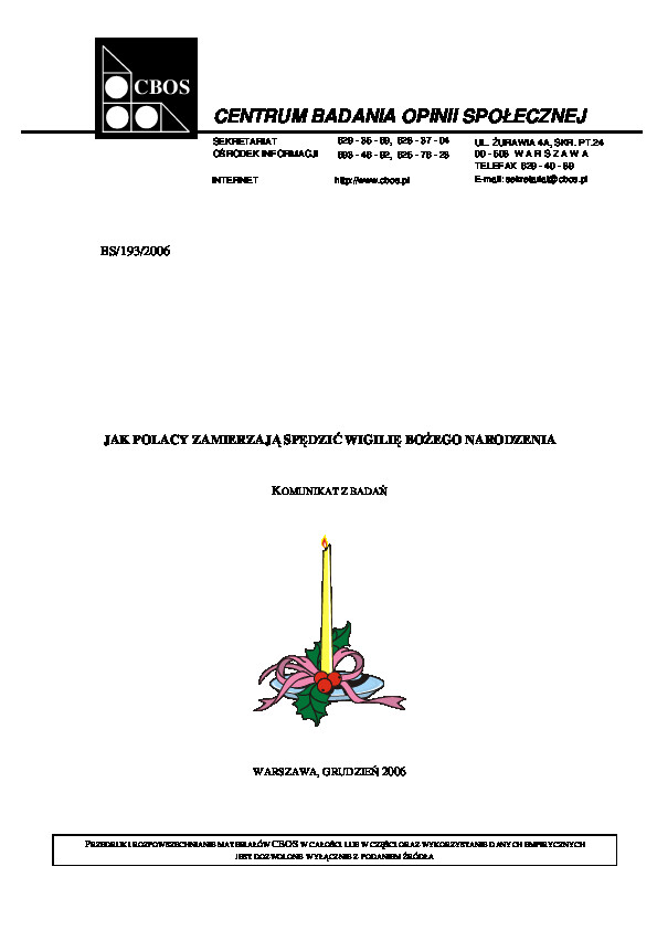 Okładka komunikatu BS/193/2006