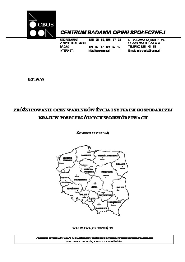 Okładka komunikatu BS/197/99
